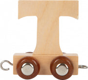 treinkarretje letter T hout beige 5 x 3