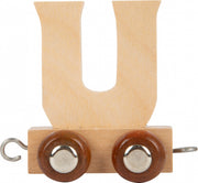 treinkarretje letter U hout beige 5 x 3