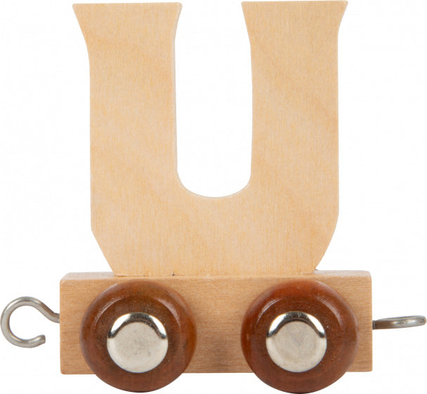 treinkarretje letter U hout beige 5 x 3