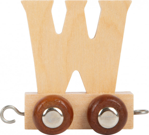 treinkarretje letter W hout beige 5 x 3