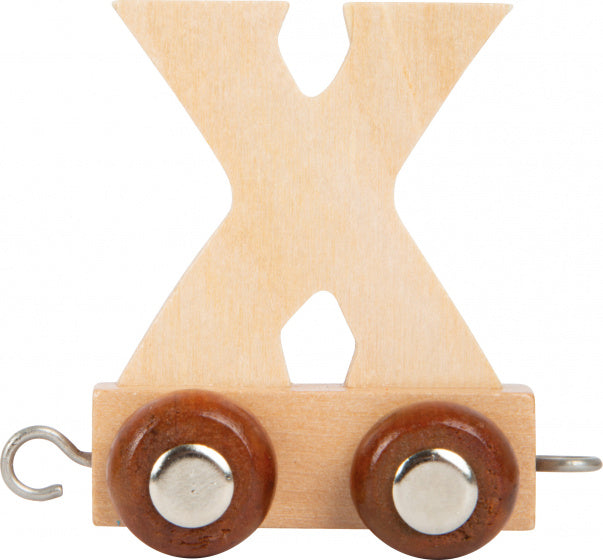 treinkarretje letter X hout beige 5 x 3