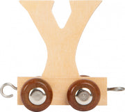 treinkarretje letter Y hout beige 5 x 3