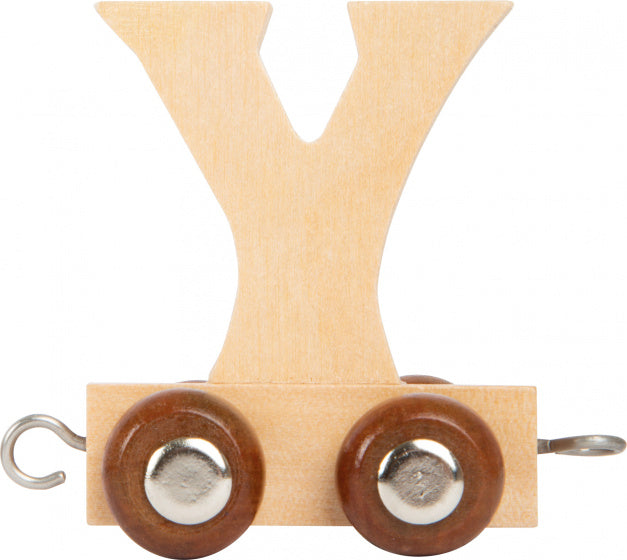 treinkarretje letter Y hout beige 5 x 3