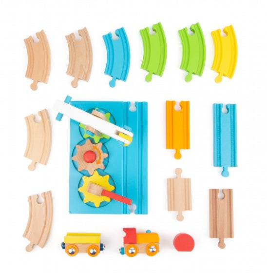 treinset Laadkraan junior hout 43 cm 16-delig