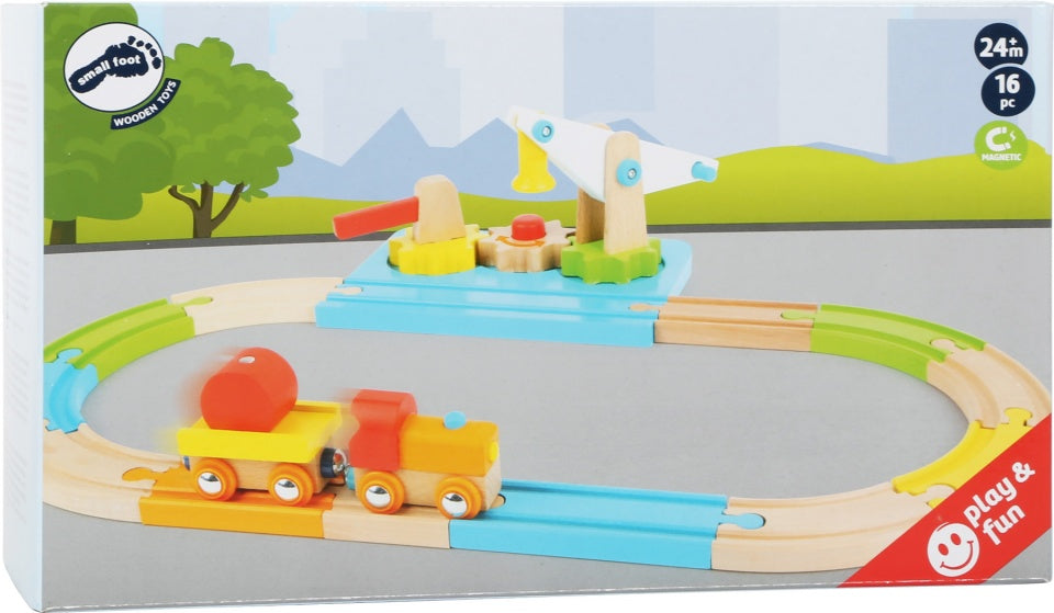 treinset Laadkraan junior hout 43 cm 16-delig