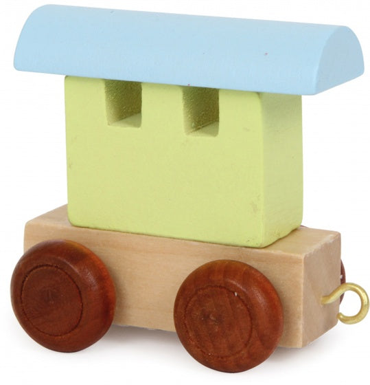 treinwagon hout groen/blauw 6 x 3