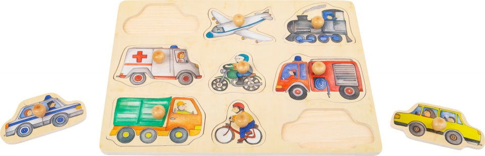 vormenpuzzel Voertuigen hout junior 9 stukjes