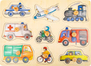 vormenpuzzel Voertuigen hout junior 9 stukjes
