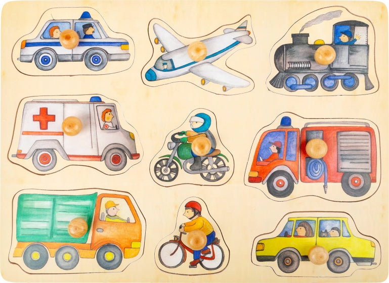 vormenpuzzel Voertuigen hout junior 9 stukjes