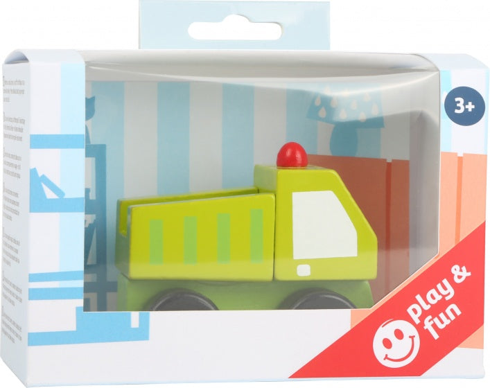 vrachtwagen geel/groen 8 x 5 cm