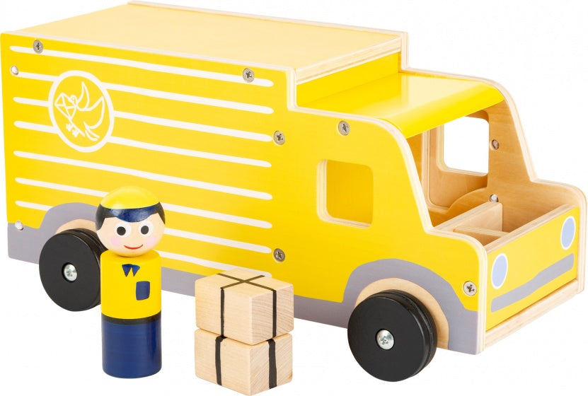 vrachtwagen XL hout jongens 30 cm geel 4-delig