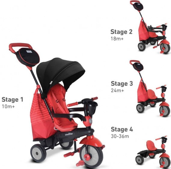 4-in-1 driewieler Swing DLX Junior Rood