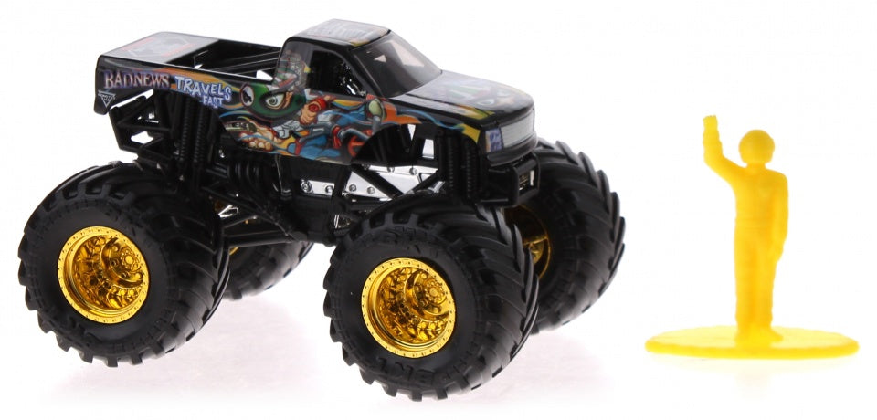 Monster Jam monstertruck Bad News 10 cm geel