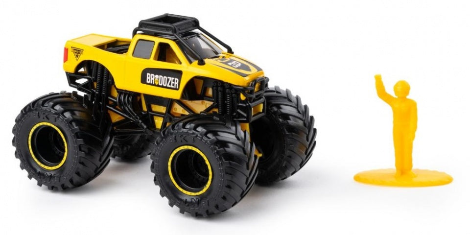 Monster Jam monstertruck Brodozer 10 cm geel