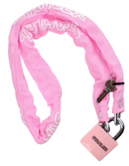 kettingslot met nylon hoes staal 1000 x 5 mm roze