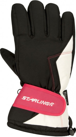 skihandschoenen Taslan polyamide zwart/roze maat 9