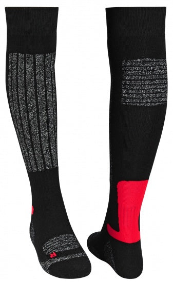 skisokken 2 paar unisex zwart/grijs/rood maat 39/42