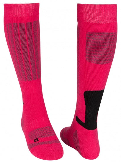 Skisokken unisex fuchsia/grijs maat 39/42