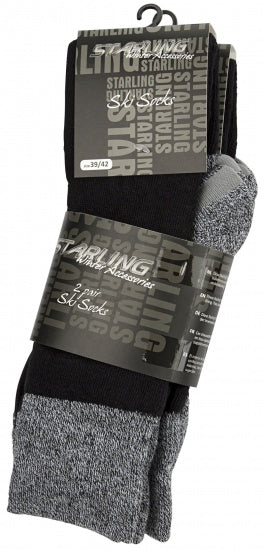Wintersokken 2 paar unisex zwart/grijs maat 35/38
