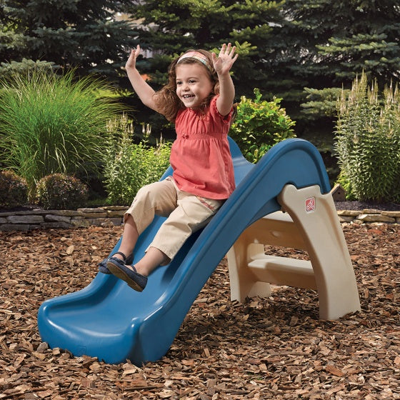 glijbaan Play and Fold 110 cm bruin/blauw