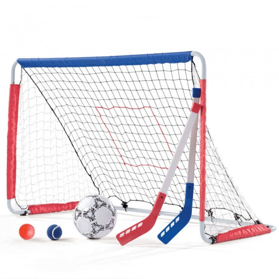 kickback voetbal- en hockeygoal 6-delig wit 123 cm