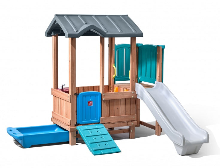 speelhuis met glijbaan Woodland Adventure 193 cm bruin
