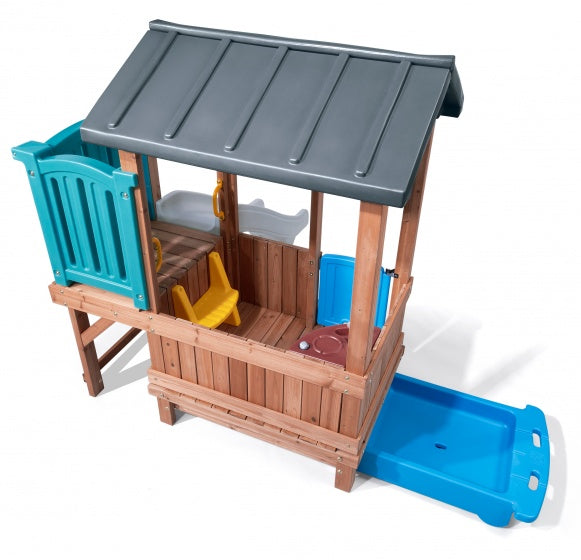 speelhuis met glijbaan Woodland Adventure 193 cm bruin