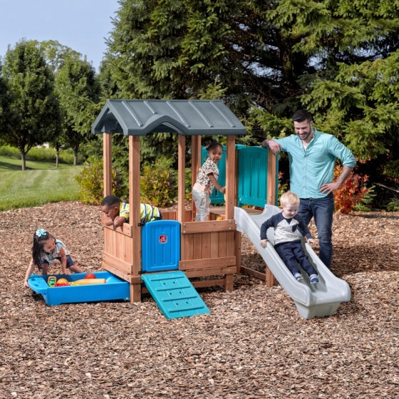 speelhuis met glijbaan Woodland Adventure 193 cm bruin