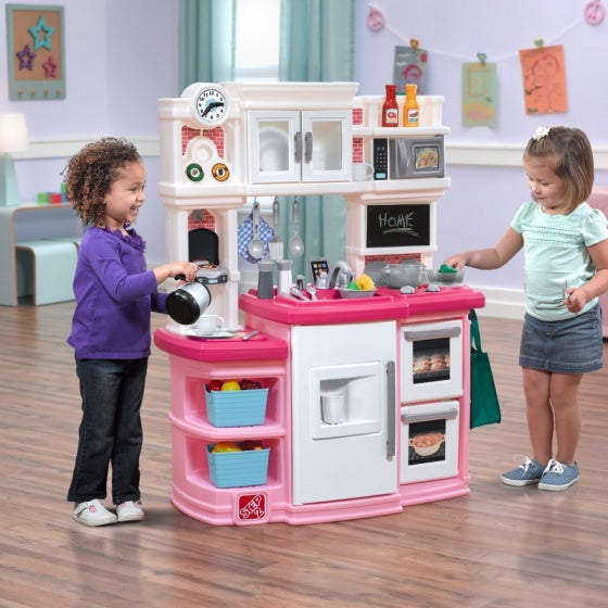 speelkeuken Great Gourmet 116 cm wit/roze 30-delig