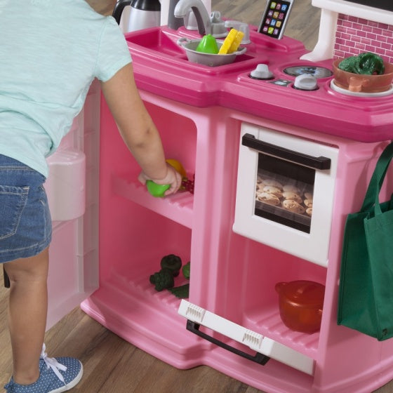 speelkeuken Great Gourmet 116 cm wit/roze 30-delig