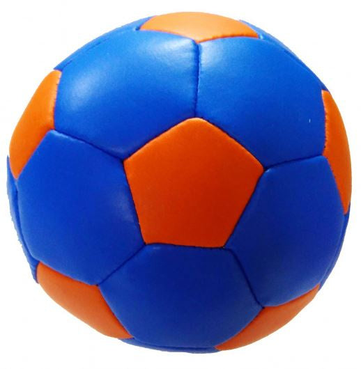 speelbal Soft junior 10 cm kunstleer blauw/oranje
