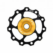 derailleurwieltje 11 tanden zwart/geel