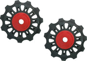 derailleurwieltjes 11 tanden 2 stuks zwart/rood