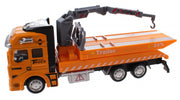 takelwagen diecast 20 cm pull-back geel/grijs