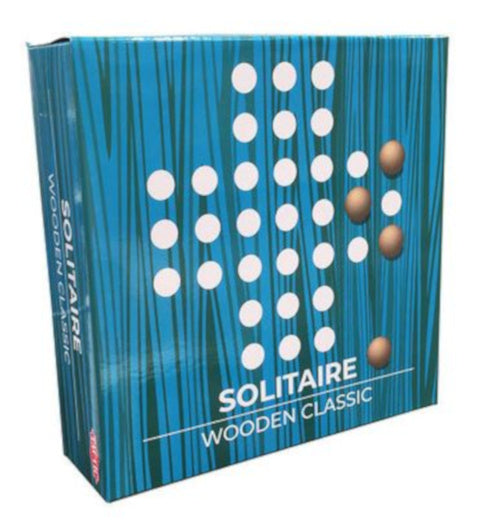Houten Solitaire Classic 16 cm hout wit/blauw