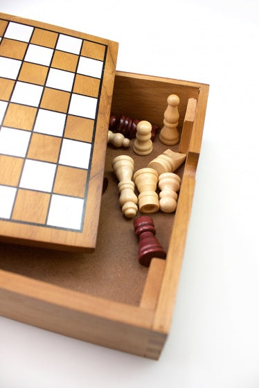 spel Schaken Classic 16 cm hout bruin/zwart/wit