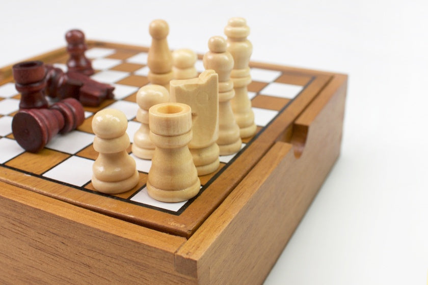 spel Schaken Classic 16 cm hout bruin/zwart/wit