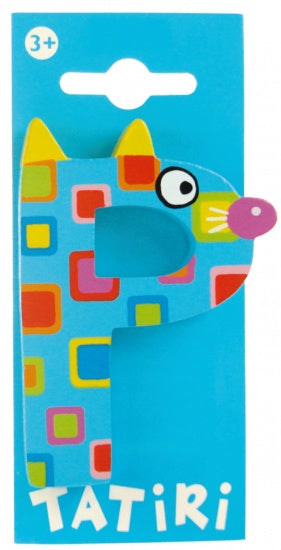 Houten Letter: Dierenalfabet P Blauw