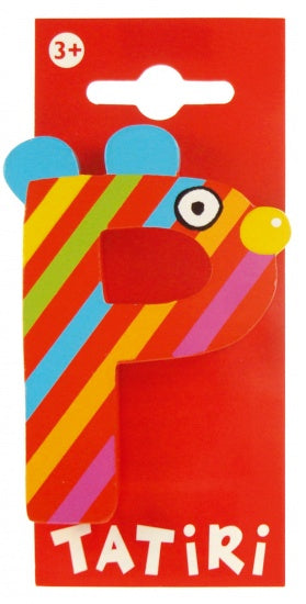 Houten Letter: Dierenalfabet P Rood