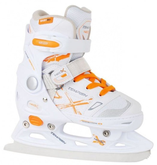 Ijshockeyschaatsen Neo-X meisjes wit/oranje maat 29-32