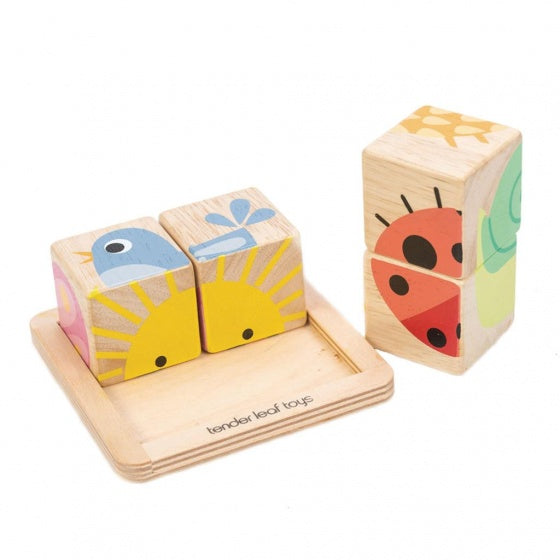 blokpuzzel Lieveheersbeestje hout junior 10 cm 5-delig