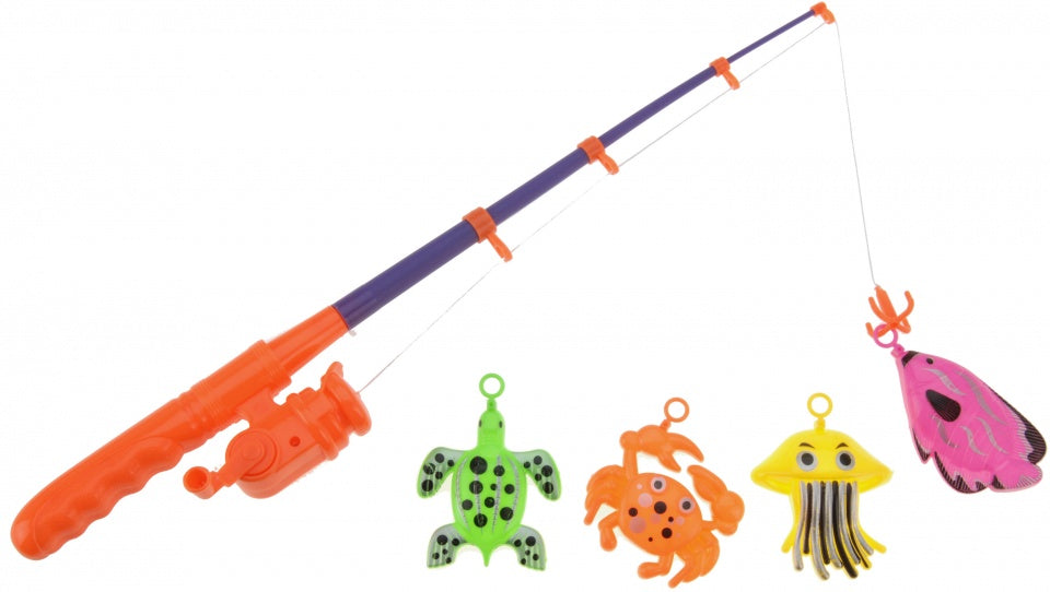 hengelspel 5 stuks 40 cm oranje/paars