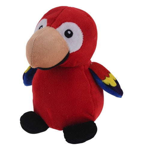 knuffel papagaai 14 cm rood