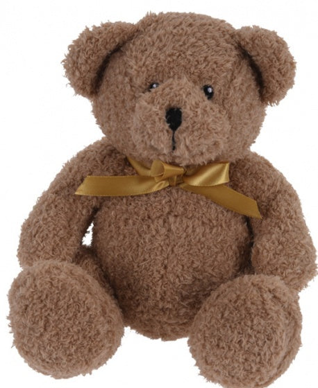 knuffelbeer met strik 17 cm bruin