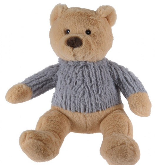 knuffelbeer met trui grijs 26 cm beige