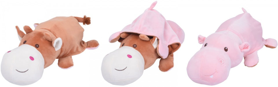 knuffelkussen omkeerbaar nijlpaard/koe 45cm