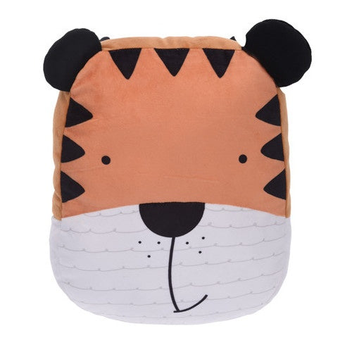 knuffelkussen tijger 39 x25 cm bruin/zwart/wit
