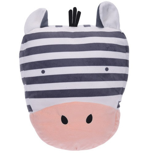 knuffelkussen zebra 39 x25 cm wit/zwart/roze