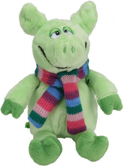 knuffelvarken met sjaal 19 cm groen