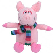 knuffelvarken met sjaal 19 cm roze